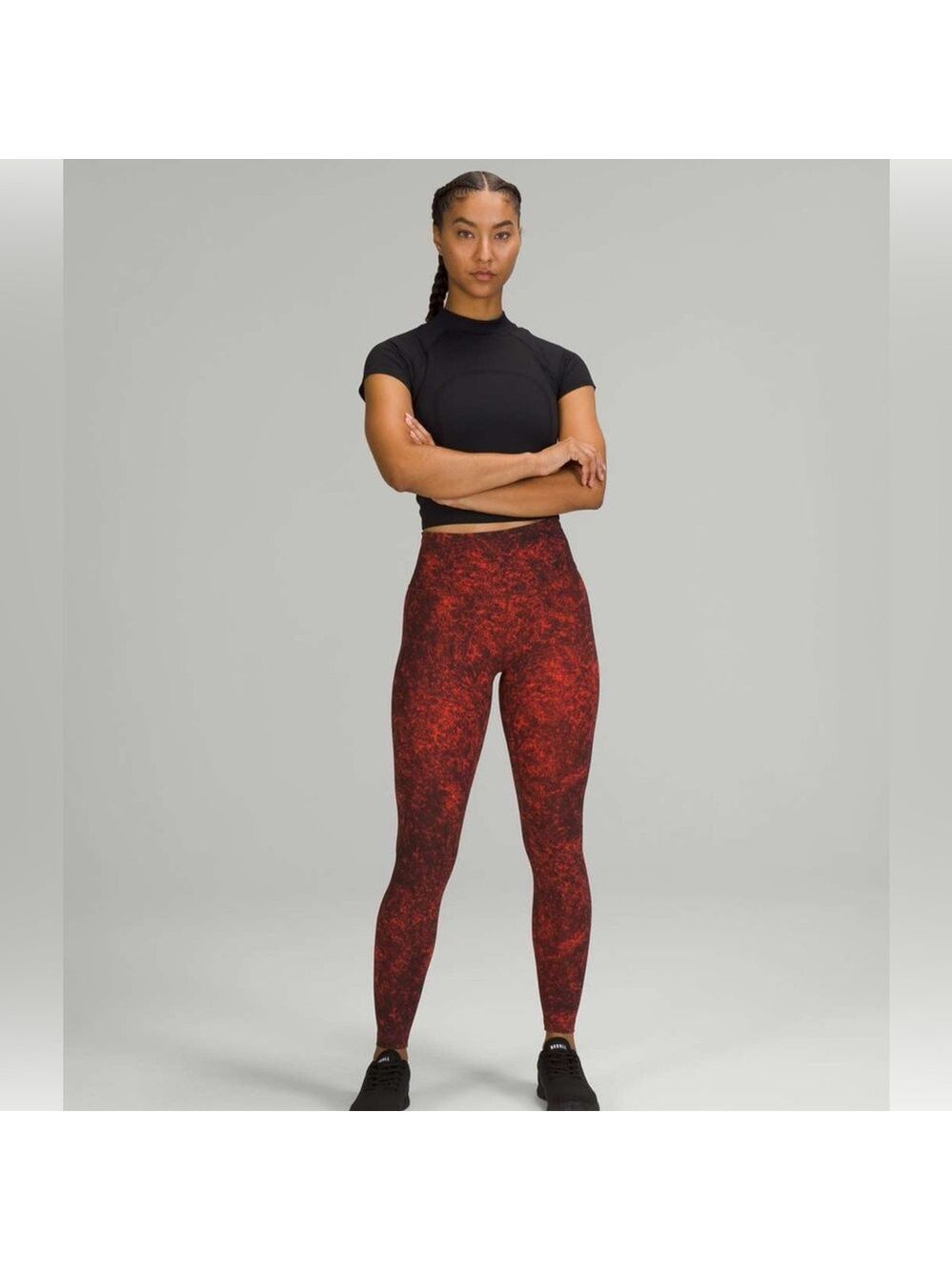 Lululemon Wunder Train Denim Wash Leggings Size 4 Autumn Red Sculptwear Core 28"